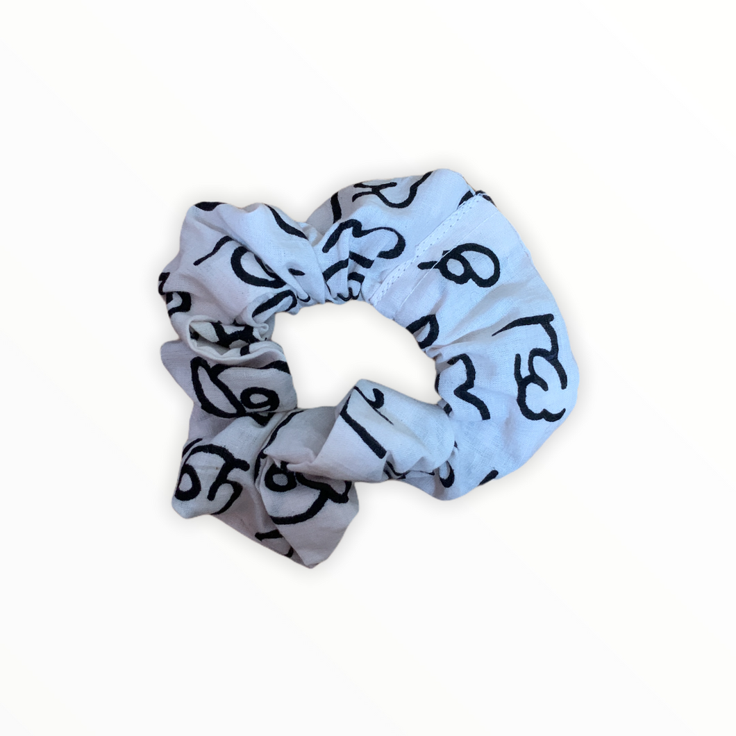 White Tamil Font Scrunchie